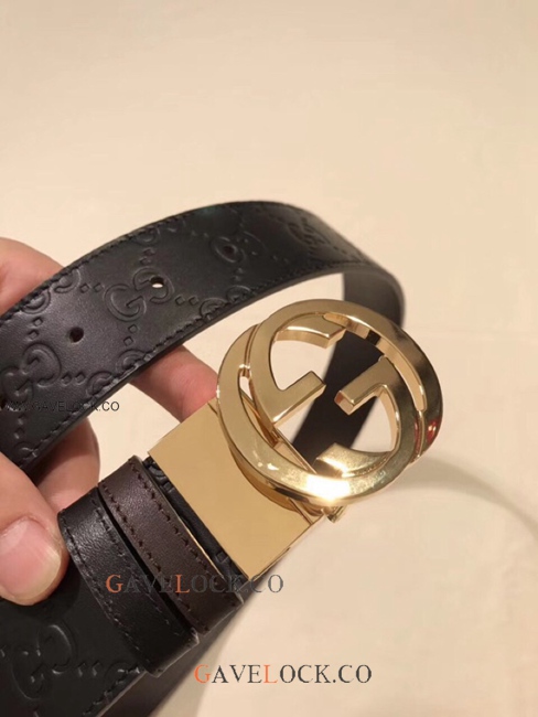 Gucci Double Sided Leather Belt Classic Monogram GG Buckle